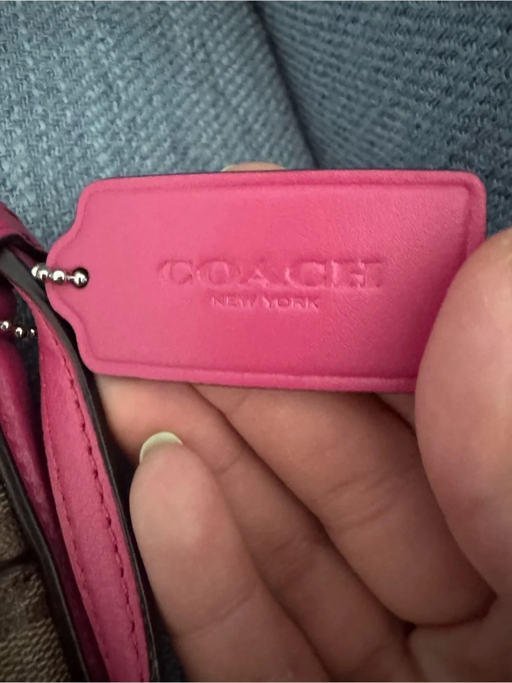 Coach Brown Signature Crossbody with Pink Trim